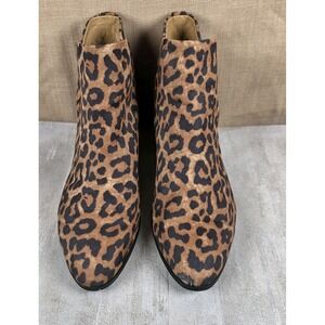 Franco Sarto Roar Leopard Print Women's Ankle Bootie Boots Block Heel Size 9M